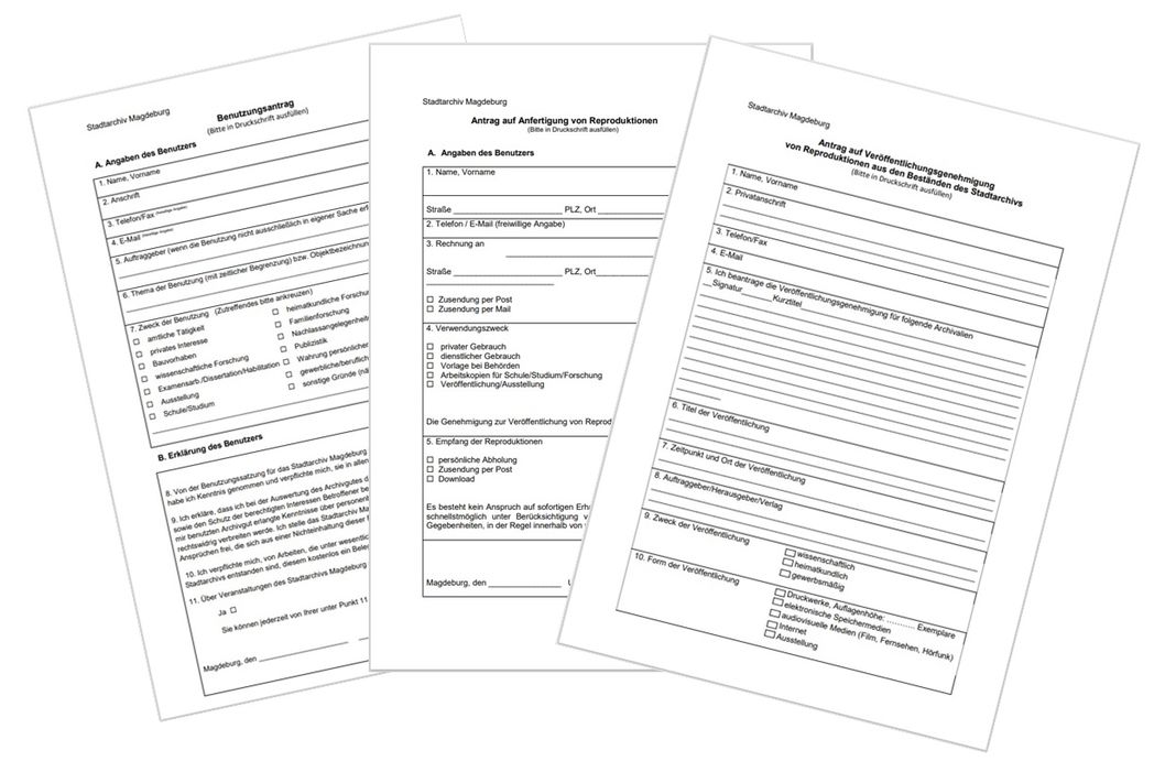Formulare des Stadtarchivs